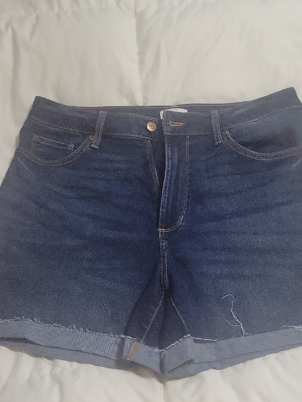 Sonoma Dark Indigo Frayed Hem Jean Shorts
